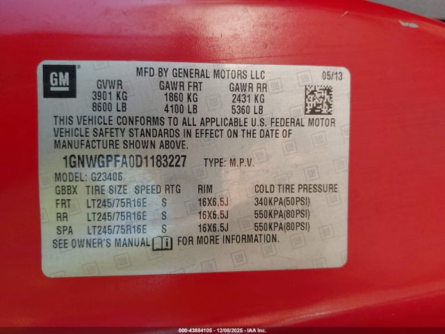 2013 CHEVROLET EXPRESS 2500 1GNWGPFA0D1183227 Photo 8