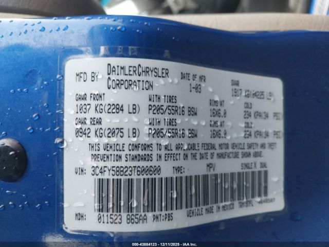 2003 CHRYSLER PT CRUISER 3C4FY58B23T600600 Photo 8