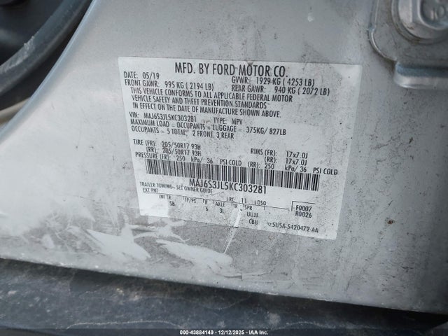 MAJ6S3JL5KC303281 Ford Ecosport Ses