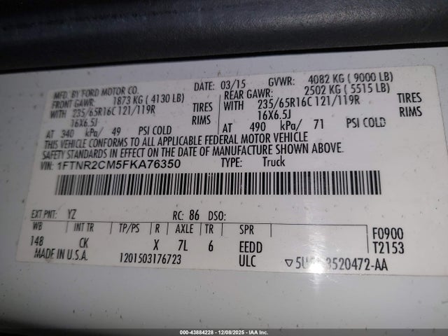 1FTNR2CM5FKA76350 Ford Transit