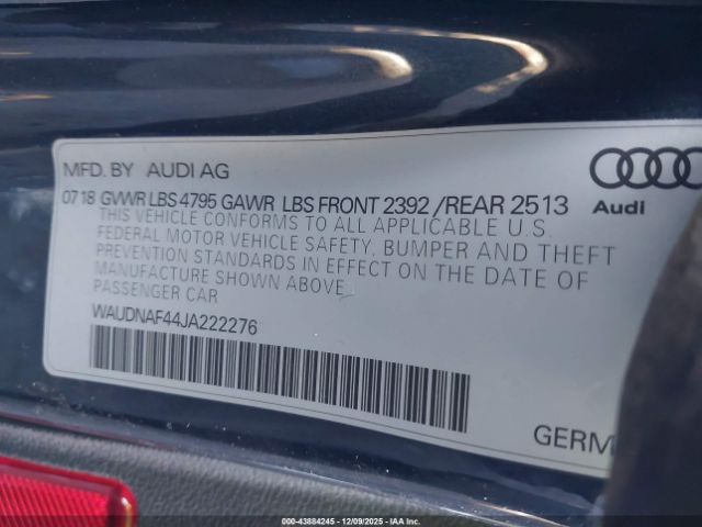 2018 AUDI A4 WAUDNAF44JA222276 Photo 8