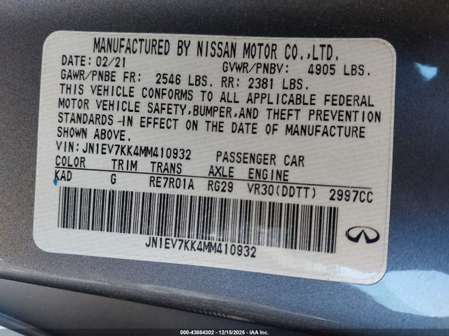 2021 INFINITI Q60 JN1EV7KK4MM410932 Photo 8