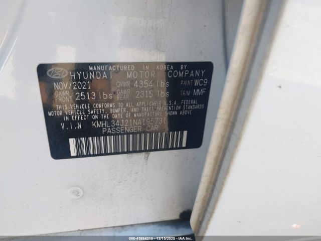 2022 HYUNDAI SONATA KMHL34J21NA195731 Photo 8