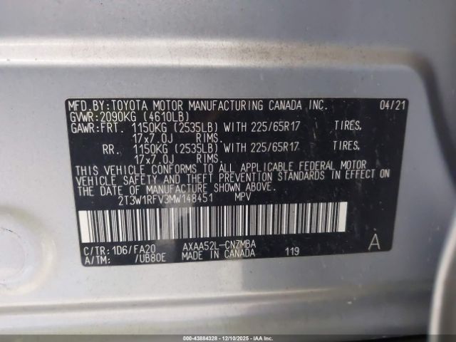 2021 TOYOTA RAV4 2T3W1RFV3MW148451 Photo 8