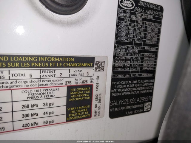 2020 LAND ROVER RANGE ROVER VELAR SALYK2EX9LA295976 Photo 8