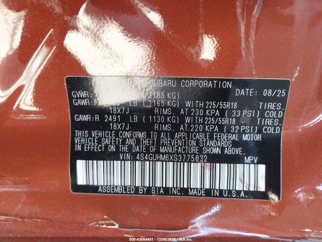 2025 SUBARU CROSSTREK 4S4GUHM6XS3775032 Photo 8