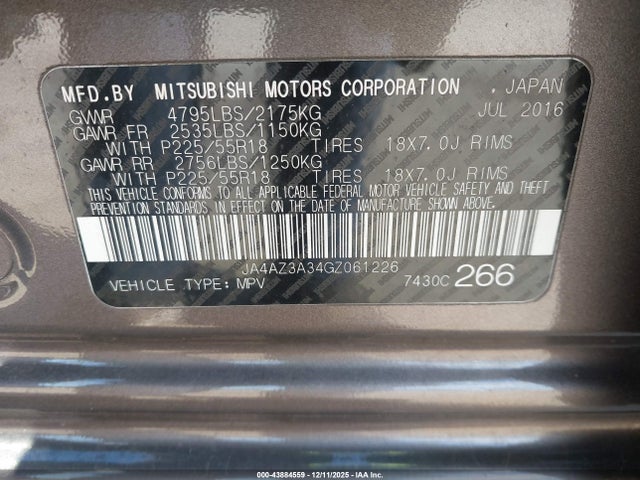 2016 MITSUBISHI OUTLANDER JA4AZ3A34GZ061226 Photo 8