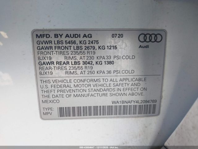 2020 AUDI Q5 WA1BNAFY4L2094769 Photo 8