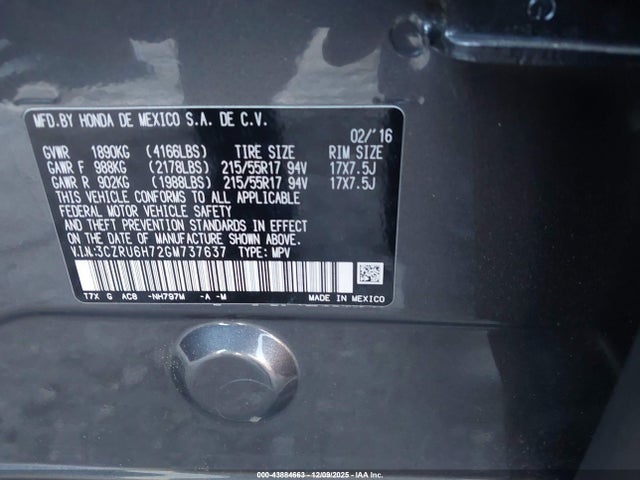 2016 HONDA HR-V 3CZRU6H72GM737637 Photo 8