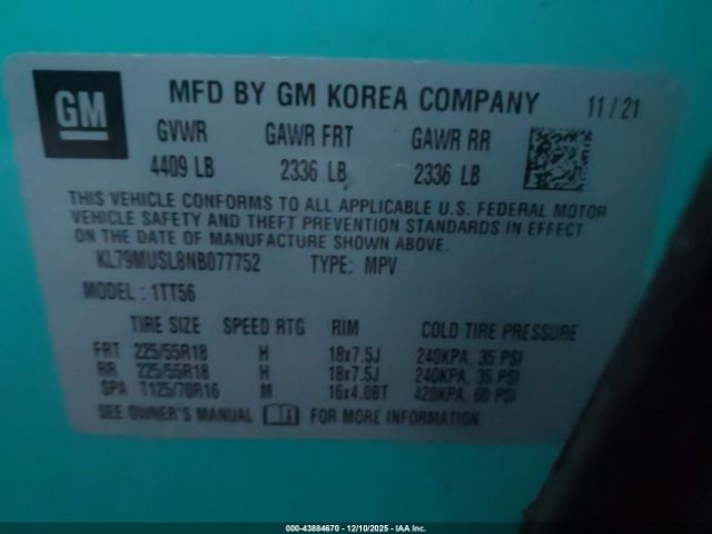 2022 CHEVROLET TRAILBLAZER KL79MUSL8NB077752 Photo 9