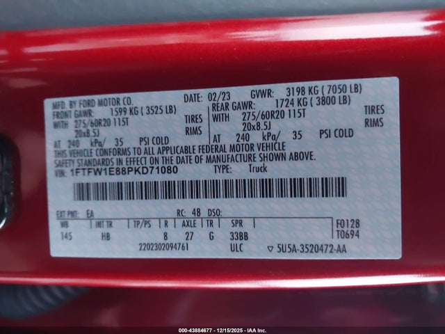 Ford F-150 Lariat 2023 1FTFW1E88PKD71080 Image 9