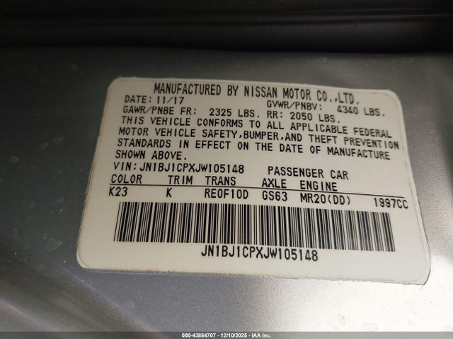 JN1BJ1CPXJW105148 Nissan ROGUE SPORT