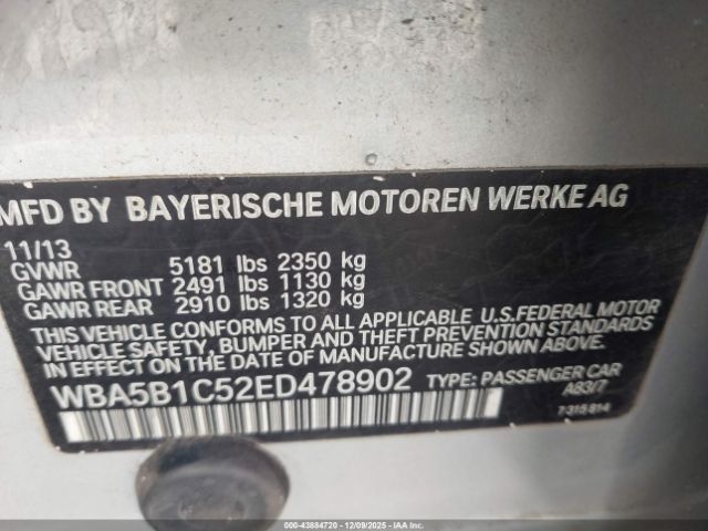 2014 BMW 535I WBA5B1C52ED478902 Photo 8