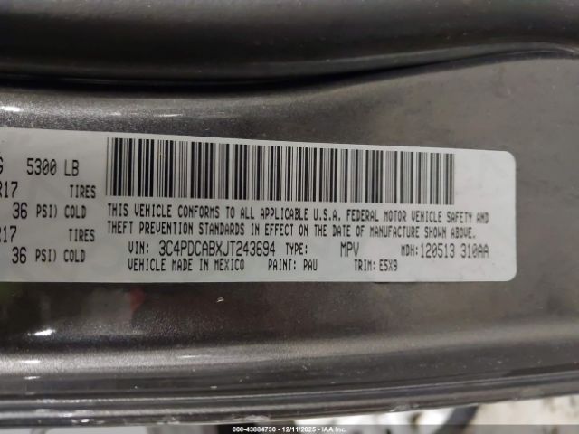 2018 DODGE JOURNEY 3C4PDCABXJT243694 Photo 8