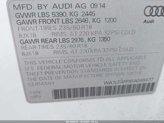 2015 AUDI Q5 WA1LFAFPXFA048477 Photo 8