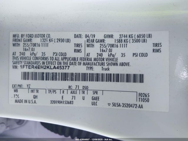2019 FORD RANGER 1FTER4EH2KLA45377 Photo 8