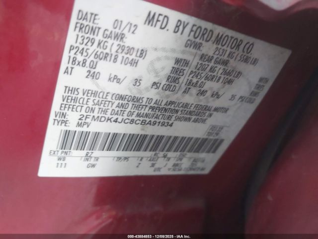 2012 FORD EDGE 2FMDK4JC8CBA91934 Photo 8