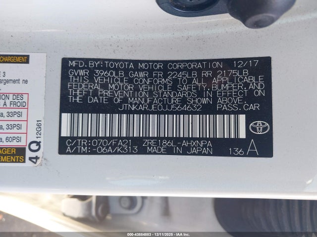 JTNKARJE0JJ564632 Toyota COROLLA IM