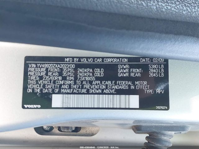 2010 VOLVO XC60 YV4992DZXA2023130 Photo 8