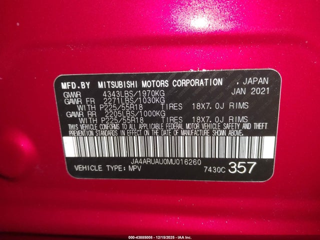 2021 MITSUBISHI OUTLANDER SPORT JA4ARUAU0MU016260 Photo 8