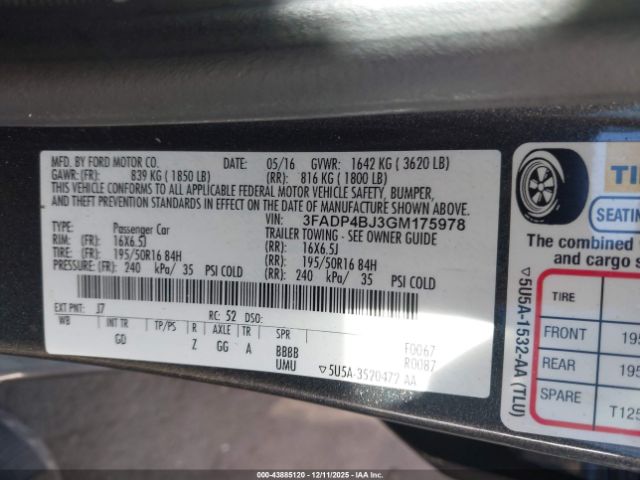 2016 FORD FIESTA 3FADP4BJ3GM175978 Photo 8