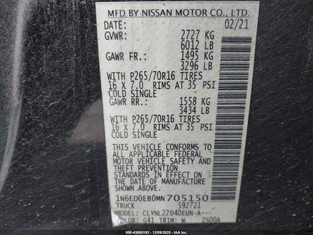 2021 NISSAN FRONTIER 1N6ED0EB0MN705150 Photo 8