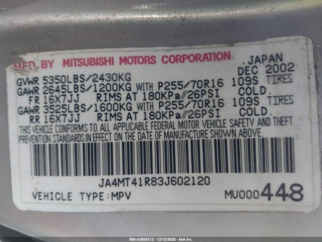 2003 MITSUBISHI MONTERO SPORT JA4MT41R83J602120 Photo 8