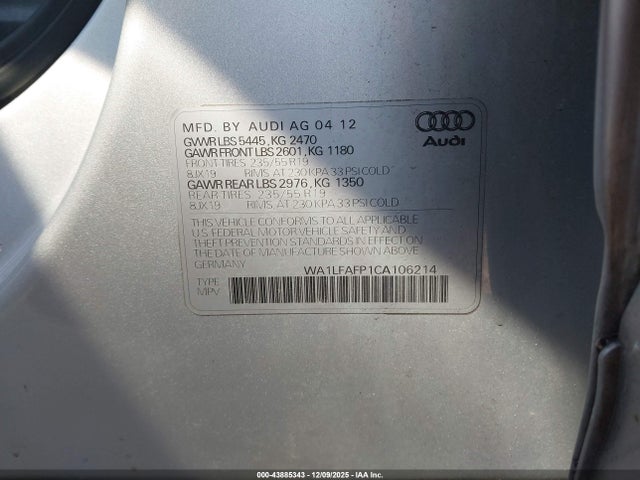 2012 AUDI Q5 WA1LFAFP1CA106214 Photo 8