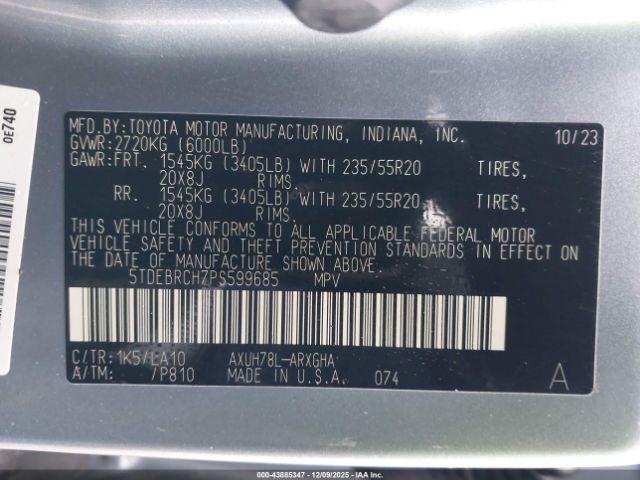 2023 TOYOTA HIGHLANDER 5TDEBRCH7PS599685 Photo 8
