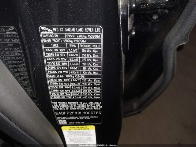 2020 JAGUAR E-PACE SADFP2FX8L1006766 Photo 8