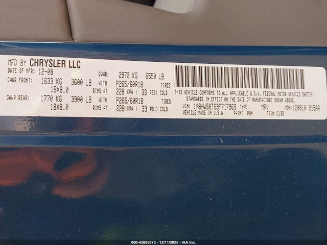 2009 CHRYSLER ASPEN 1A8HW58T69F717969 Photo 8