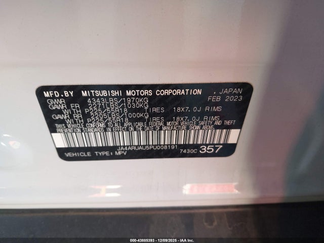 2023 MITSUBISHI OUTLANDER SPORT JA4ARUAU5PU008191 Photo 8