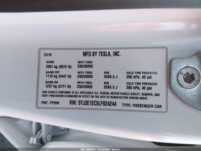 2020 TESLA MODEL 3 5YJ3E1EC5LF624244 Photo 8