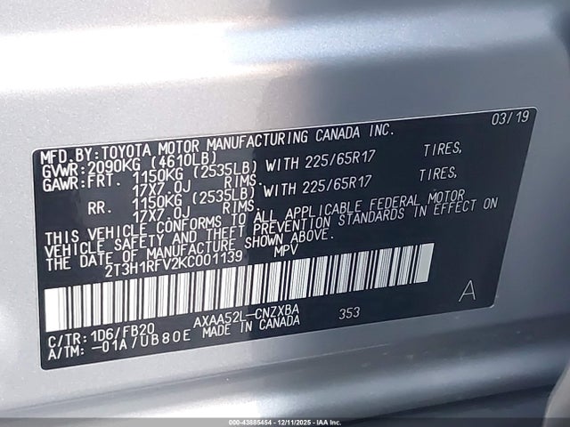 2019 TOYOTA RAV4 2T3H1RFV2KC001139 Photo 8