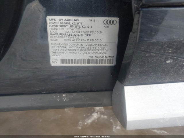 Продаж на аукціоні авто 2020 Audi Q5 Premium Plus 45 Tfsi Quattro S Tronic, vin: WA1BNAFYXL2027187, номер лоту: 43885465