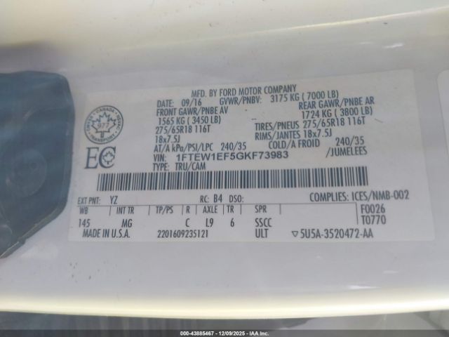 2016 FORD F-150 1FTEW1EF5GKF73983 Photo 8