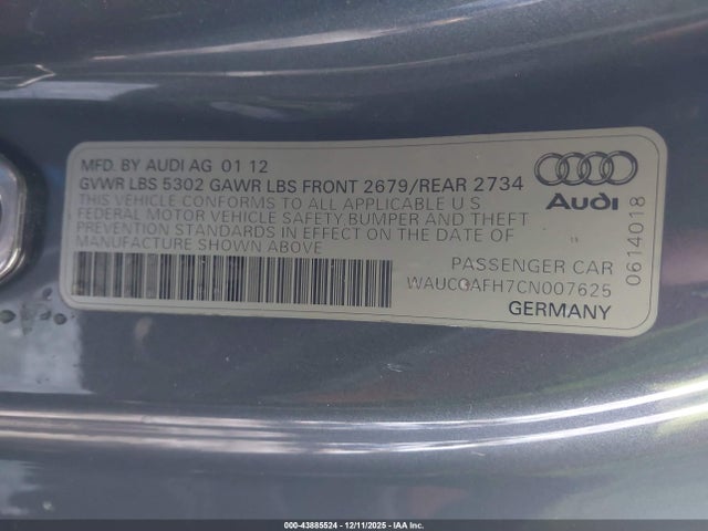 2012 AUDI S5 WAUCGAFH7CN007625 Photo 8