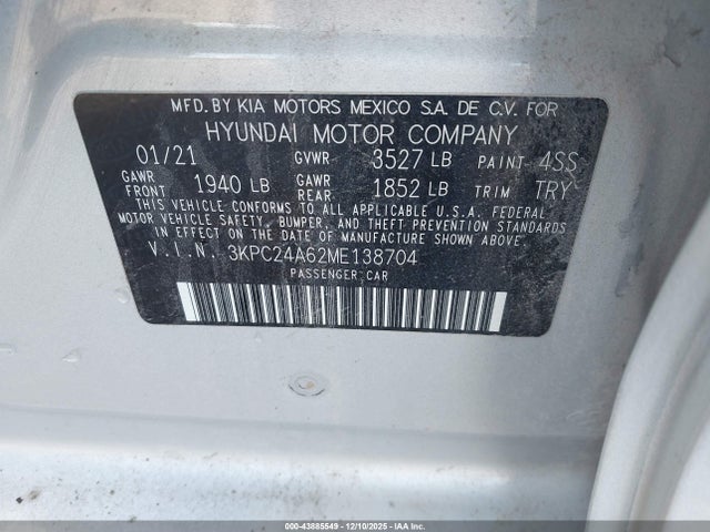 2021 HYUNDAI ACCENT 3KPC24A62ME138704 Photo 8