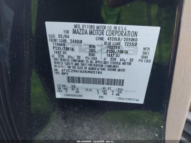 2005 MAZDA TRIBUTE 4F2CZ96165KM05184 Photo 8