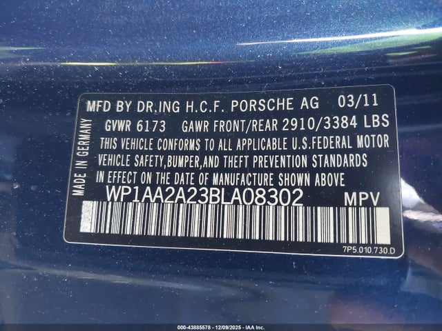 2011 PORSCHE CAYENNE WP1AA2A23BLA08302 Photo 8