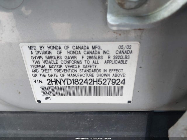 2002 ACURA MDX 2HNYD18242H527924 Photo 8