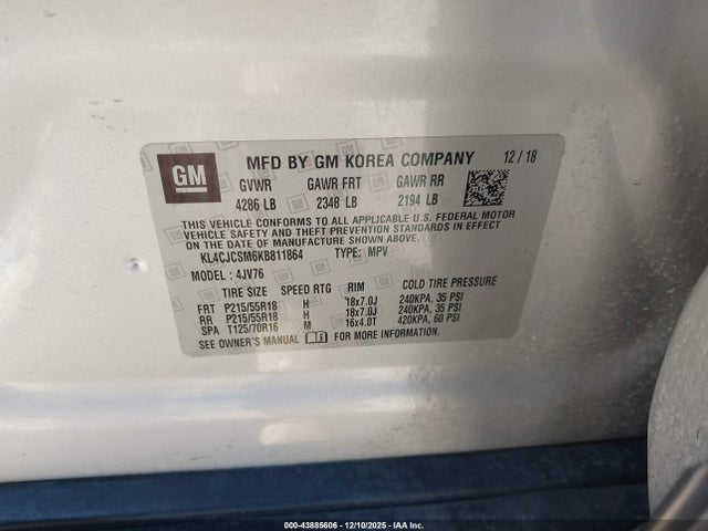 Продаж на аукціоні авто 2019 Buick Encore Fwd Essence, vin: KL4CJCSM6KB811864, номер лоту: 43885606