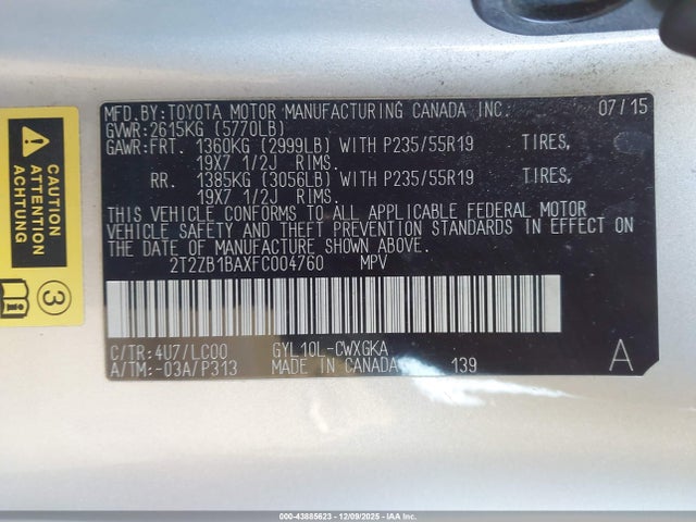 2T2ZB1BAXFC004760 Lexus RX 450H