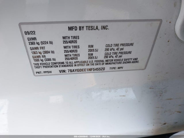 2022 TESLA MODEL Y 7SAYGDEE1NF545520 Photo 8