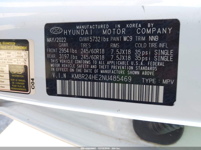 Hyundai Palisade Sel 2022 KM8R24HE2NU485469 Image 9