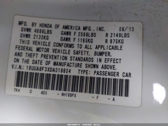 2013 ACURA TL 19UUA8F3XDA018604 Photo 8