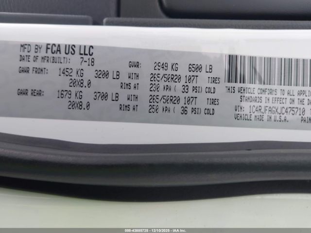 2018 JEEP GRAND CHEROKEE 1C4RJFAGXJC475710 Photo 8