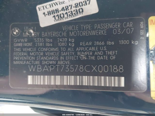 2008 BMW 535XI WBAPT73578CX00188 Photo 8