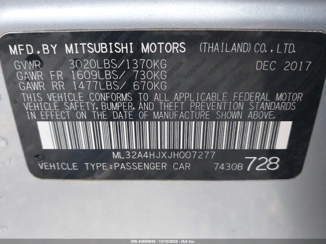 2018 MITSUBISHI MIRAGE ML32A4HJXJH007277 Photo 8