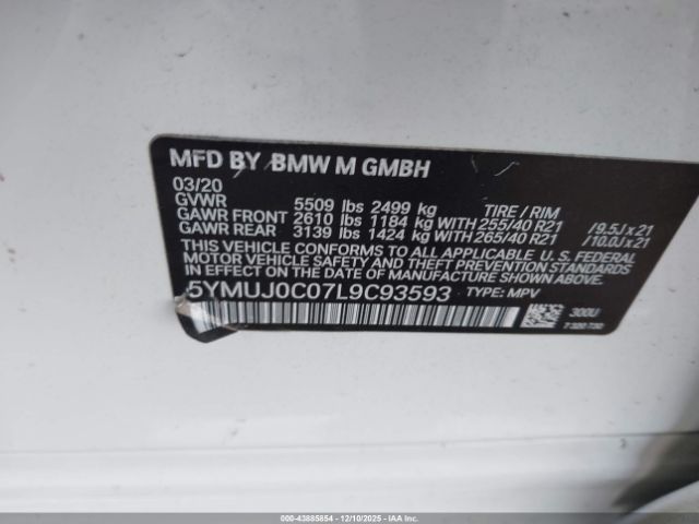 2020 BMW X4 M 5YMUJ0C07L9C93593 Photo 8